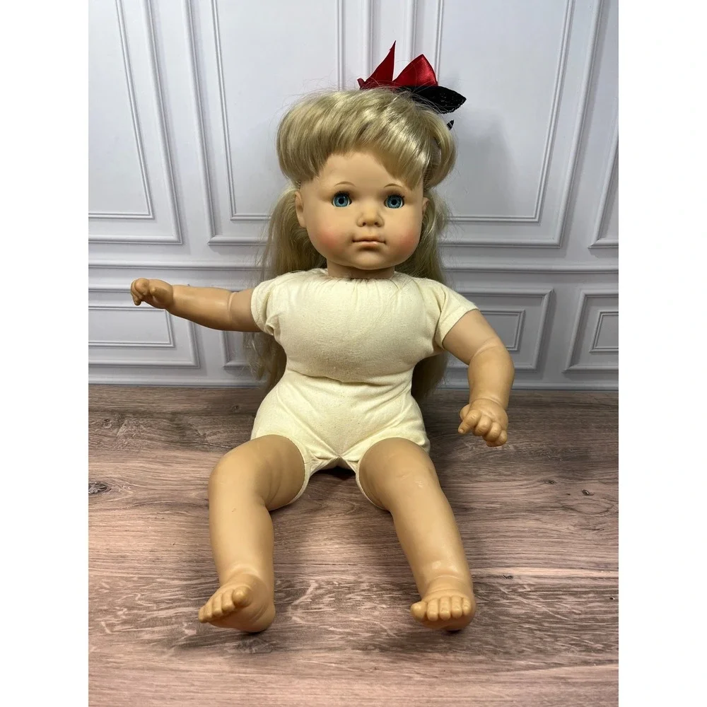 Vintage 1980s Collectible Doll Sleepy Eyes 20 Inch West Germany Blond Blue Eyes